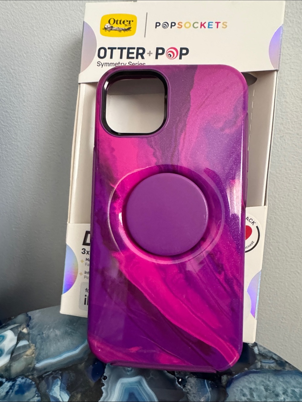 OtterBox Otter + Pop Symmetry Series Purple Marble iPhone 13 Case w/PopSocket
